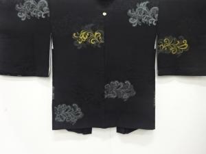 大正ロマン　漆　唐草模様織出し　一ツ紋羽織